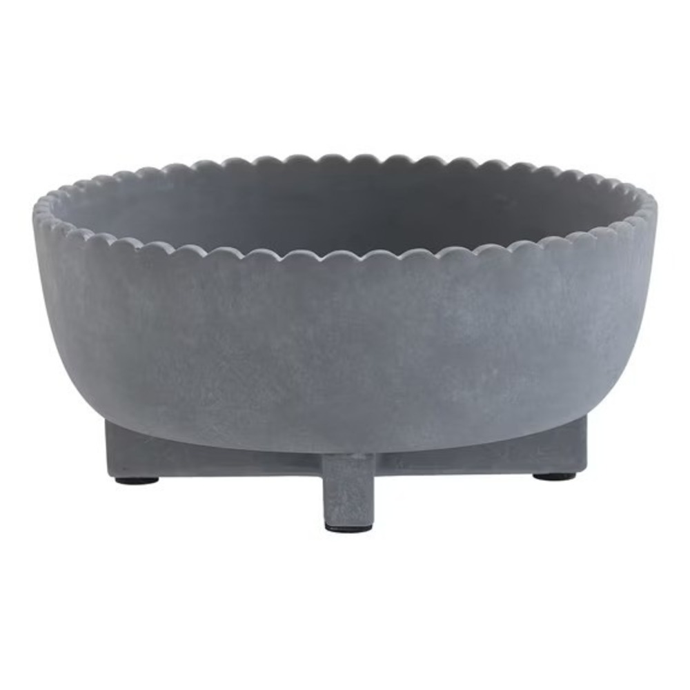 Better Homes & Gardens 8" Thalea Ceramic Scalloped Bowl with Stand, Grey
